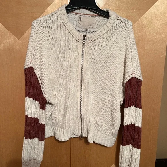 Anthropologie Cream and Brown Tiger Cardigan - Picture 3 of 4